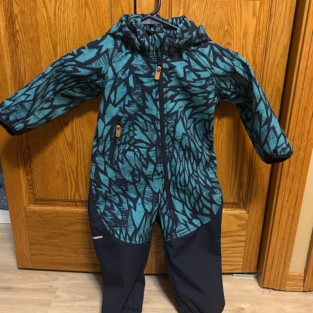 Blue and Navy Blue Patterned Snowsuit